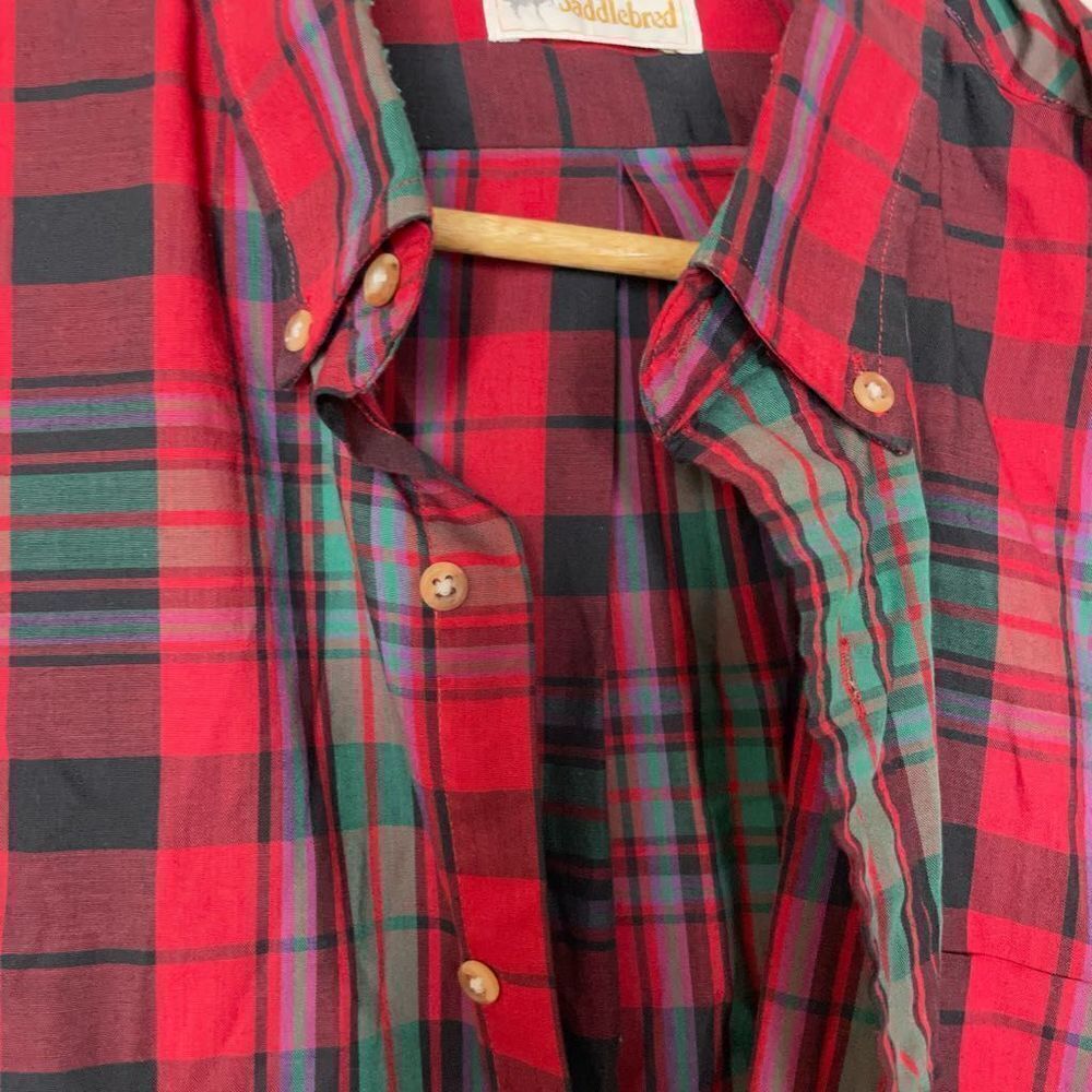 Saddlebred Men's Red Christmas Plaid Button Down Shirt Size XL - Picture 5 of 5